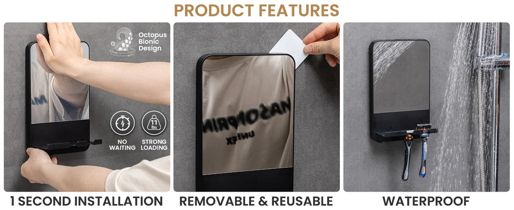 Taili Shower Mirror – Fogless, Rust-Proof, Durable Suction Mount, Razor Holder Included