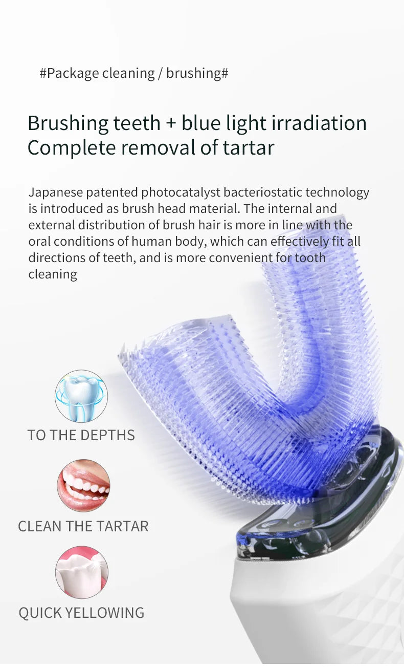 e U Shape Electric Toothbrush - 360 Degree Thorough Oral Cleaning Experience