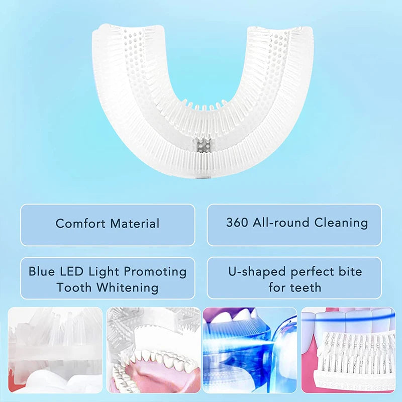 e U Shape Electric Toothbrush - 360 Degree Thorough Oral Cleaning Experience