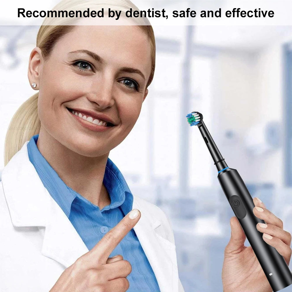 Electric Toothbrush – Deep Clean Whitening With Ultrasonic Rotation And Replacement Heads
