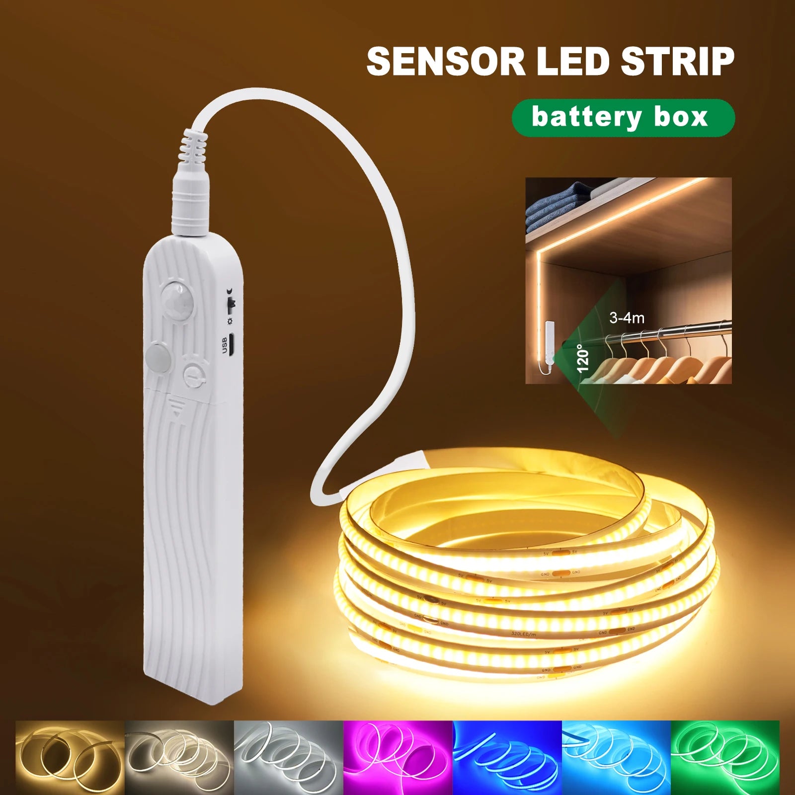 COB LED Strip – Motion Sensor Battery Powered Night Light
