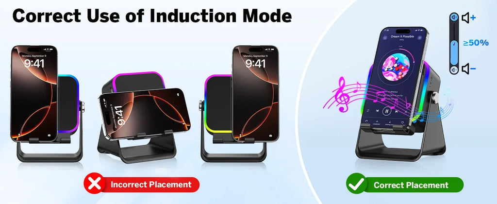 5-In-1 Wireless Speaker Stand – Auto-Induction Bluetooth, 8-Mode RGB Lighting