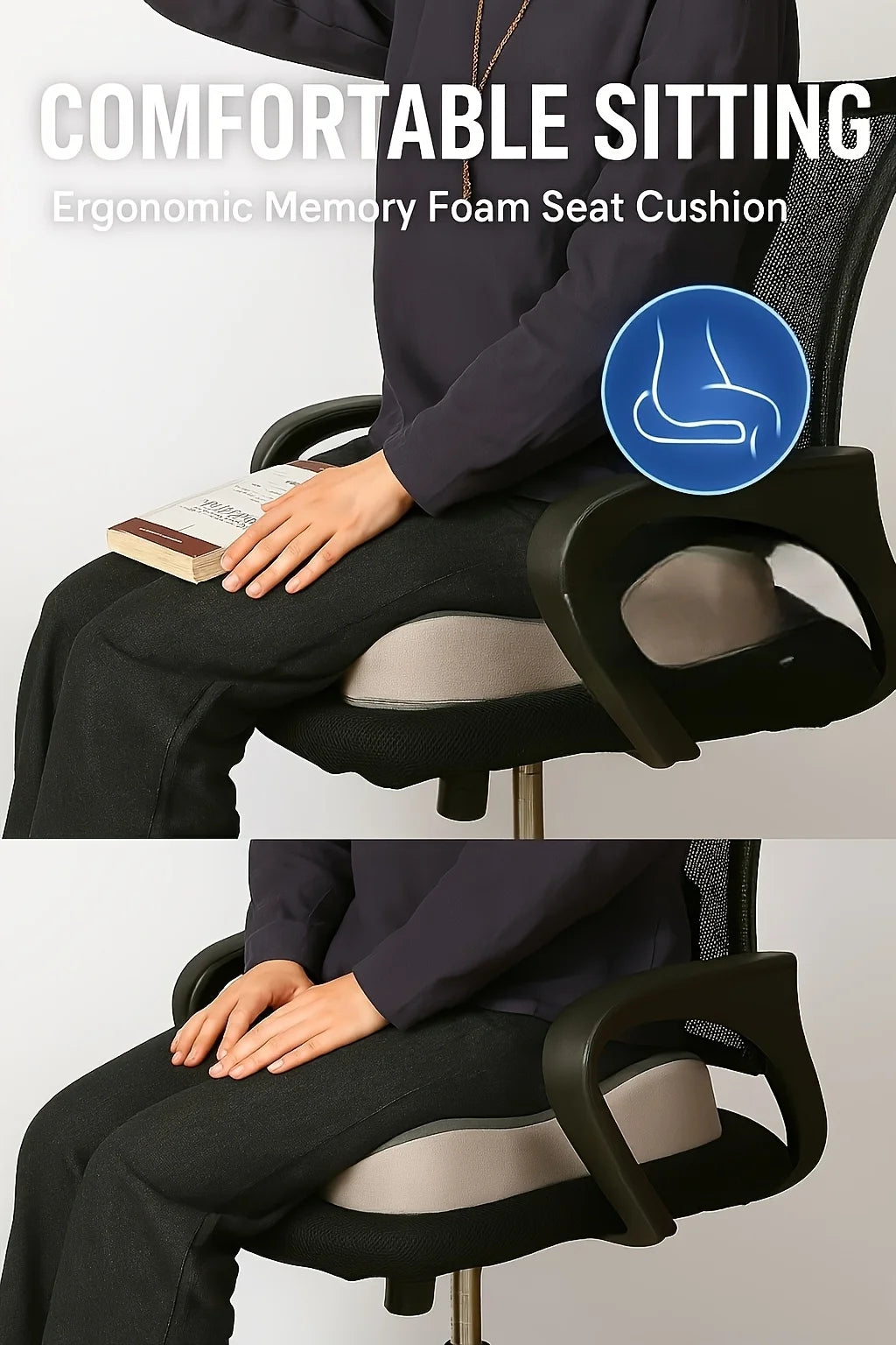 Memory Foam Seat Cushion – Tailbone Sciatica Relief