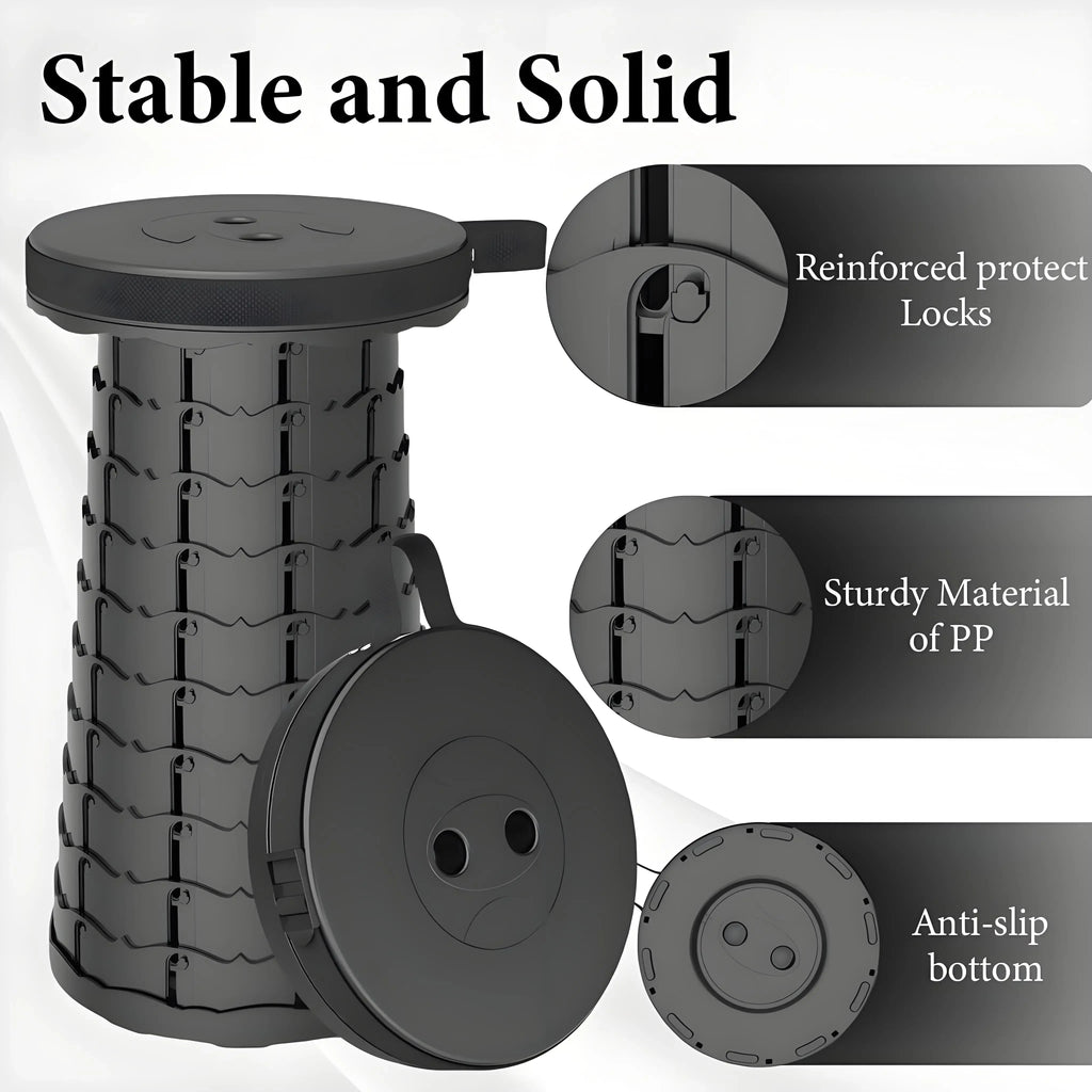 Portable Folding Stool - Lightweight Compact Outdoor Seat For Camping Trips