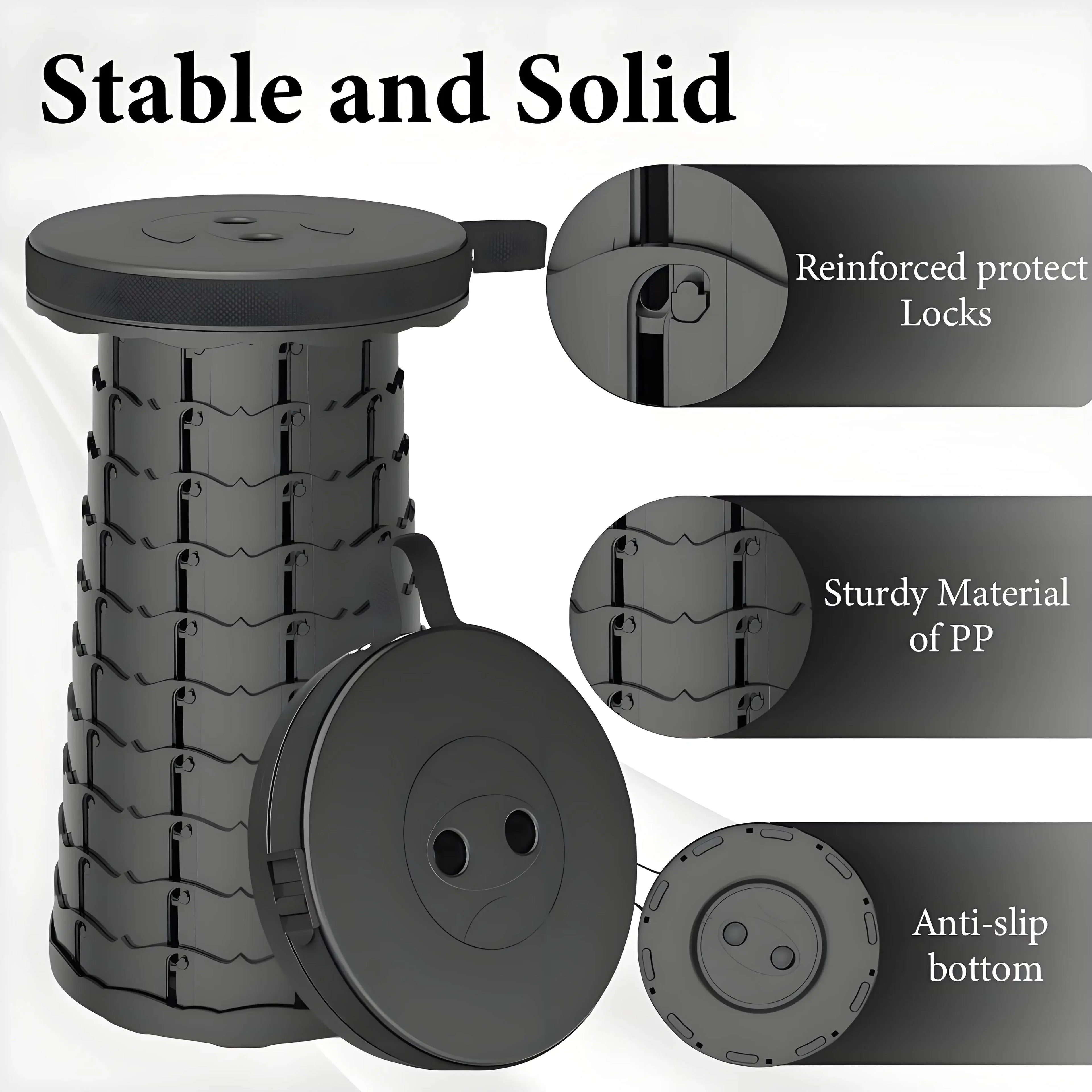 Portable Folding Stool - Lightweight Compact Outdoor Seat For Camping Trips