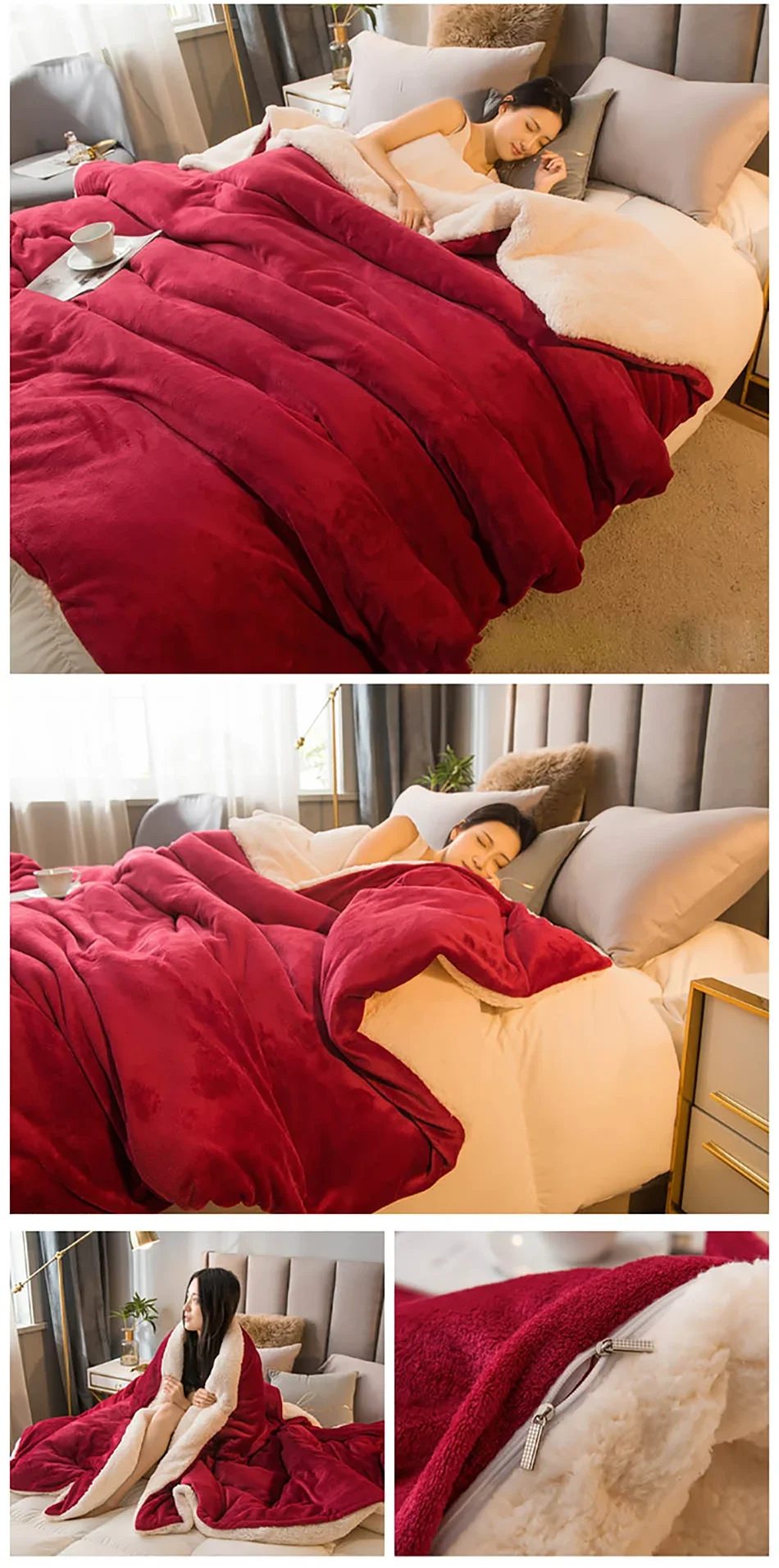 Wool Throw Blanket – Double-Sided Warmth