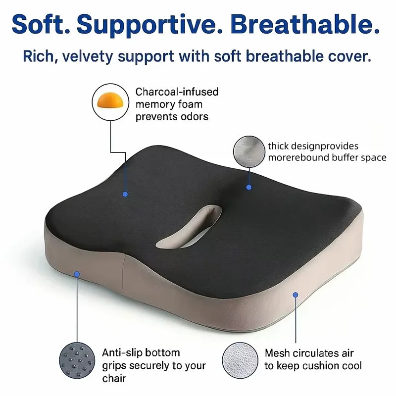 Memory Foam Seat Cushion – Tailbone Sciatica Relief