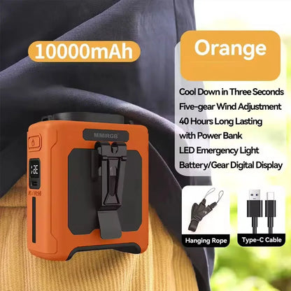 10000mAh Wearable Waist Fan with Power Bank