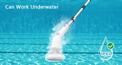 Cordless Electric Spin Scrubber with Long Handle & 8 Brush Heads