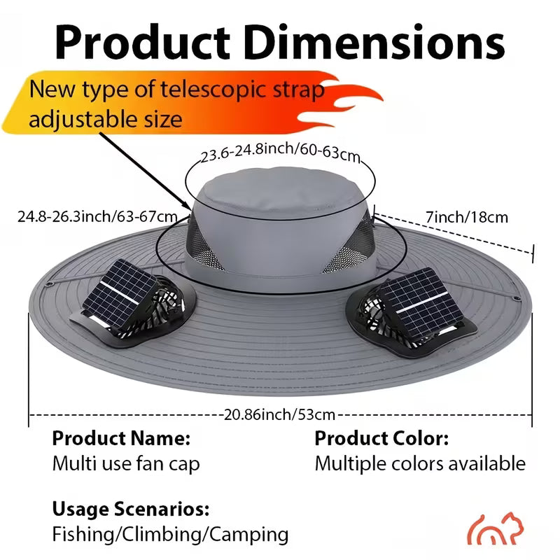 Solar Powered Dual-Fan Cooling Sun Hat