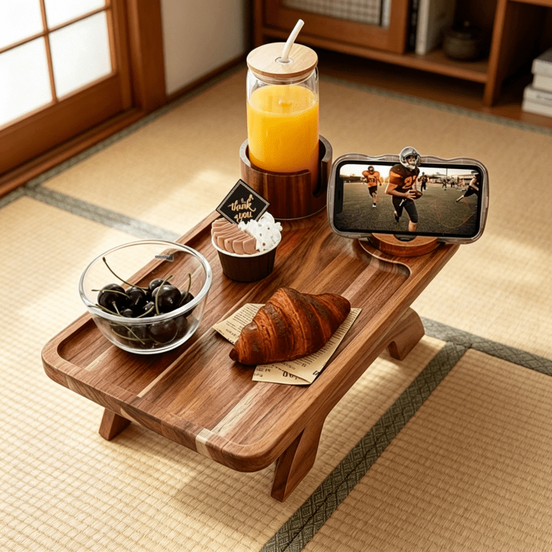 3-in-1 Foldable Sofa Arm Tray Table With 360° Phone Holder